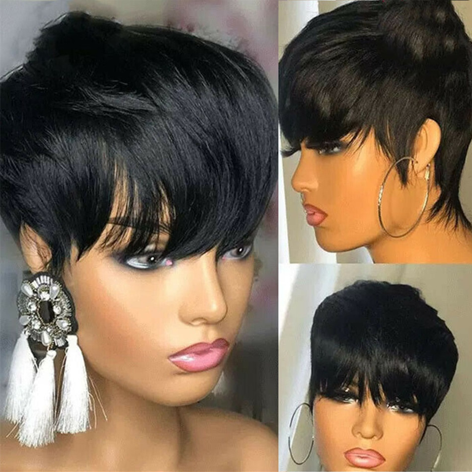 วิกผมแท้สั้นทรงพิกซี่ ผมตรง วิ - Short Pixie Cut Wig Human Hair Cheap บทวิจารณ์และราคา