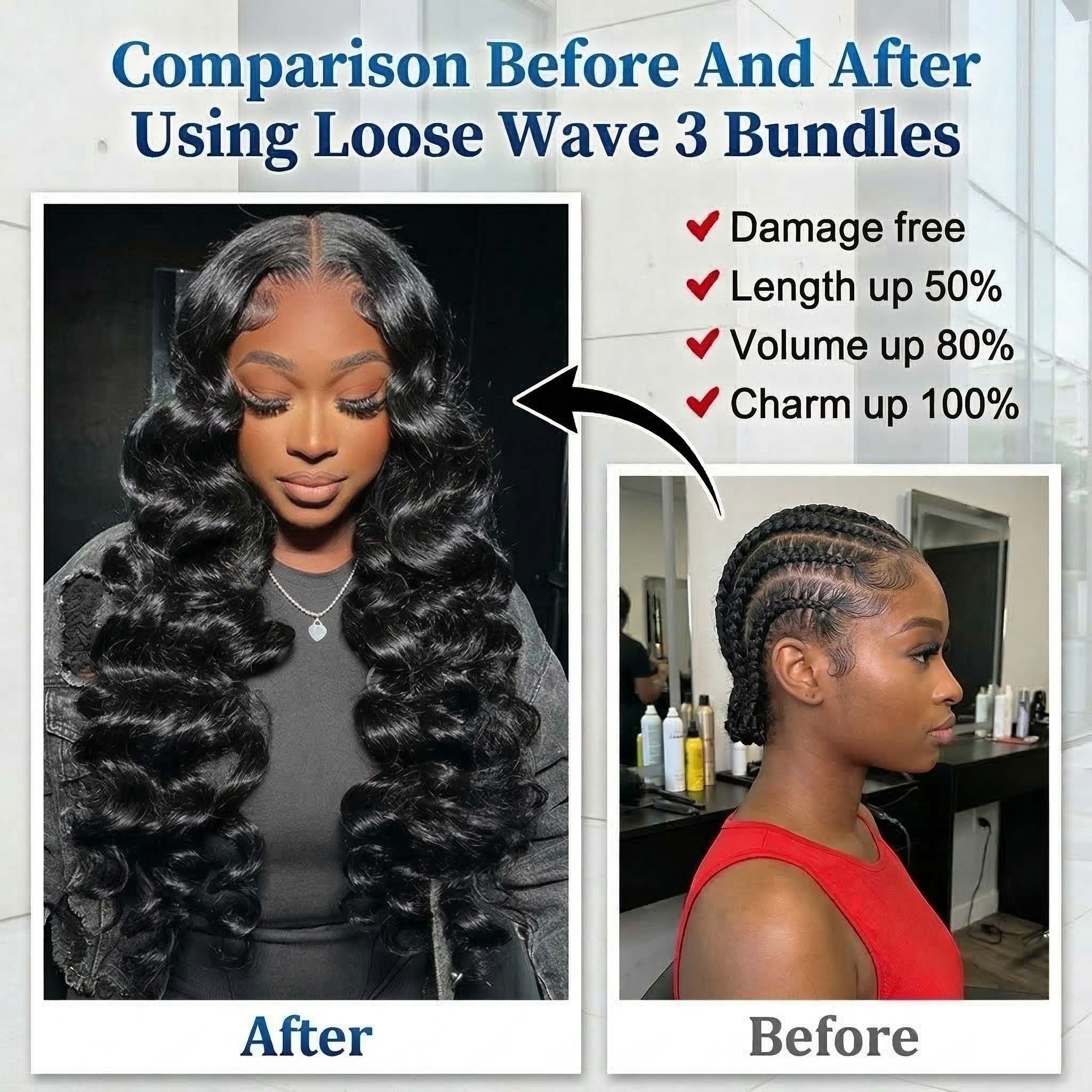 ผมต่อแบบลอนหลวมขนาด 30 40 นิ้ว - Deep Wave 3 Bundles With Closure บทวิจารณ์และราคา