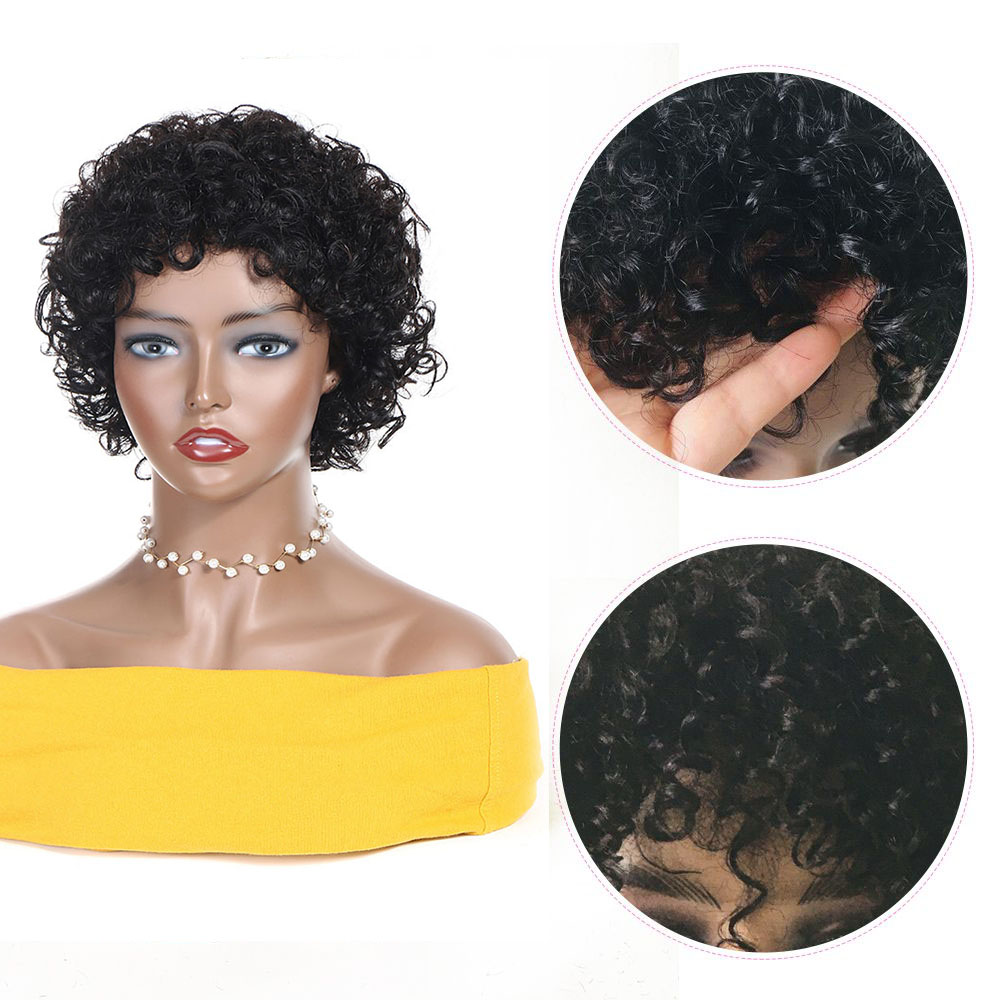 สั้น Pixie ตัดวิกผมหยิกวิกผมผม - Short Pixie Cut Wig Human Hair Cheap บทวิจารณ์และราคา