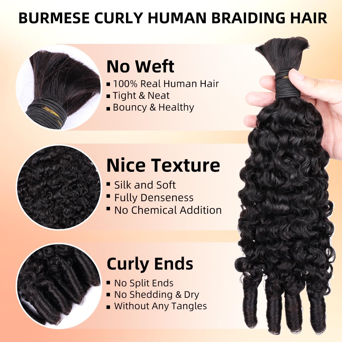 ผมถักเปียแบบโบโฮ 15A สำหรับถัก - Water Wave Bulk Human Hair For Braiding บทวิจารณ์และราคา
