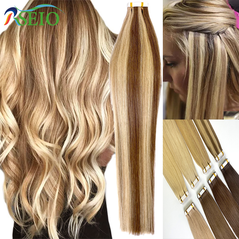 เทปตรง rseio ในผมต่อมนุษย์ต่อผ - Invisible Tape In Extensions Real Hair บทวิจารณ์และราคา