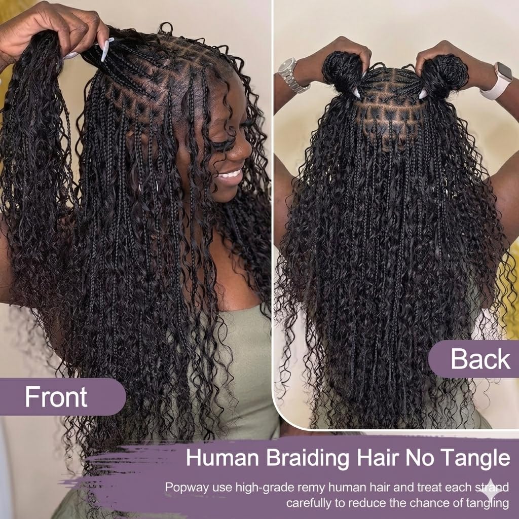 ผมถักเปียสไตล์โบฮีเมียน ผมหยิก - Water Wave Bulk Human Hair For Braiding บทวิจารณ์และราคา