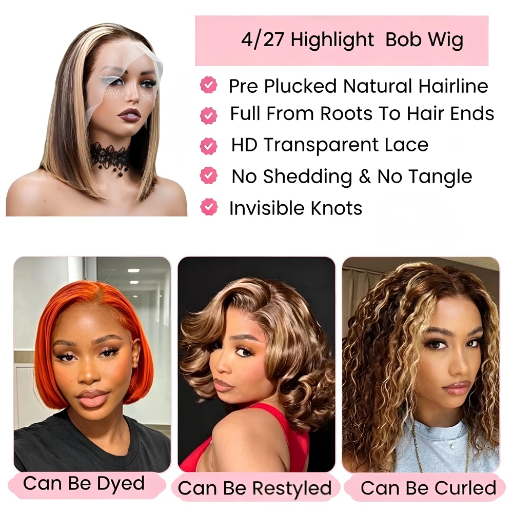 วิกผมบ๊อบสีบลอนด์น้ำผึ้ง ผมแท้ - Glueless Wear And Go Human Hair Wig บทวิจารณ์และราคา