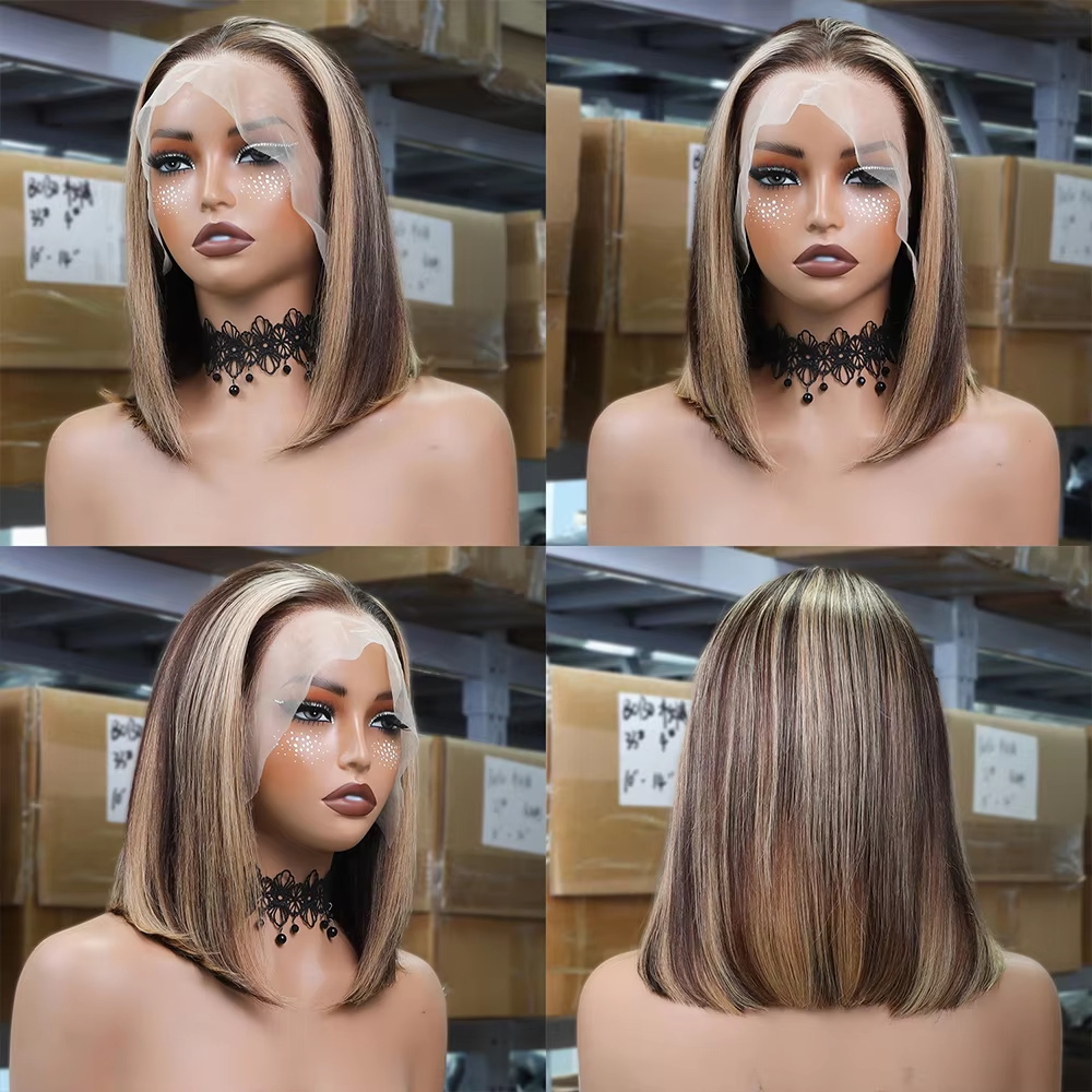 วิกผมบ๊อบสีบลอนด์น้ำผึ้ง ผมแท้ - Glueless Wear And Go Human Hair Wig บทวิจารณ์และราคา