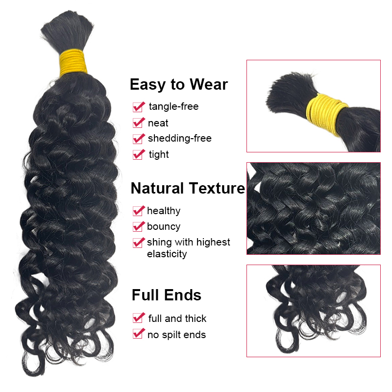 ผมมนุษย์แบบลอนคลื่นสำหรับถักเป - Water Wave Bulk Human Hair For Braiding บทวิจารณ์และราคา