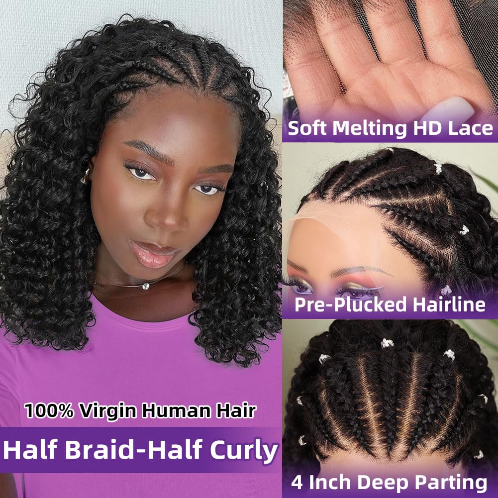 วิกผมทรงบ็อบถักเปียคอร์นโรว์ ผ - Glueless Wear And Go Human Hair Wig บทวิจารณ์และราคา