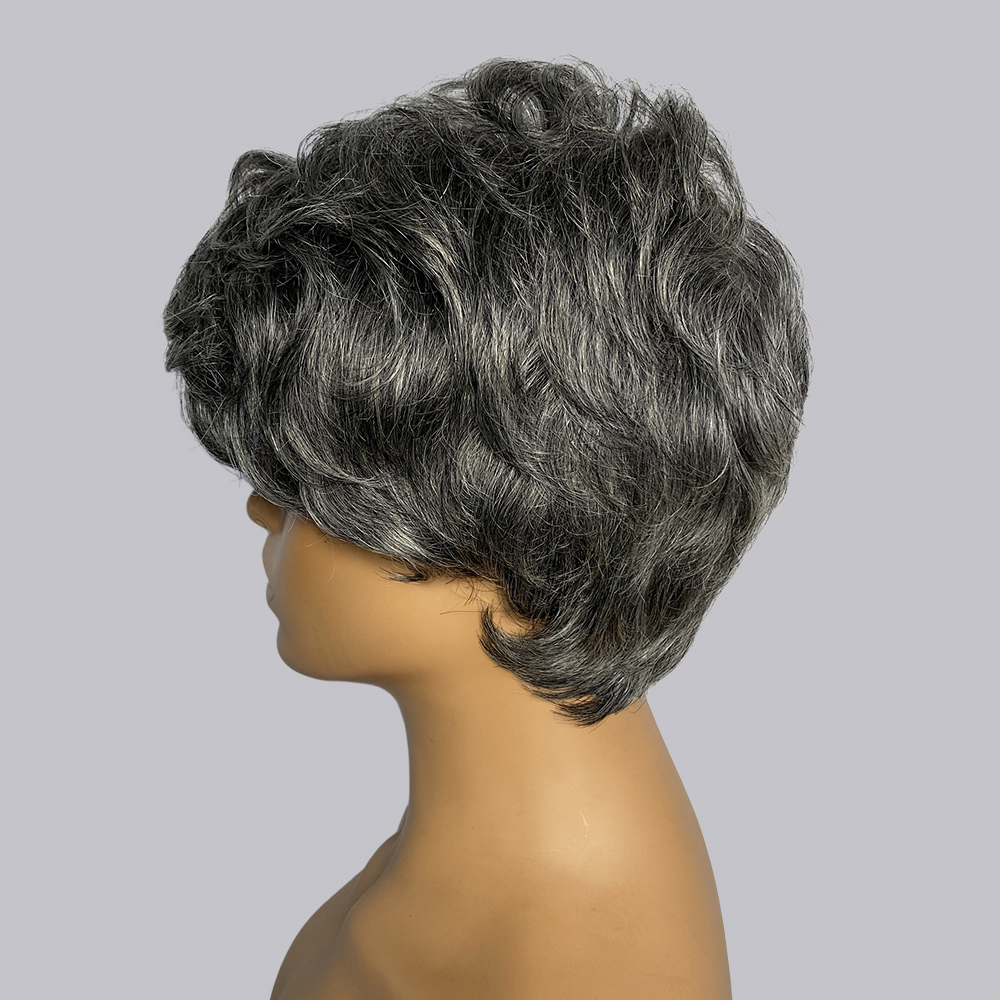 วิกผมมนุษย์ทรงพิกซี่คัทสีเทา # - Short Pixie Cut Wig Human Hair Cheap บทวิจารณ์และราคา