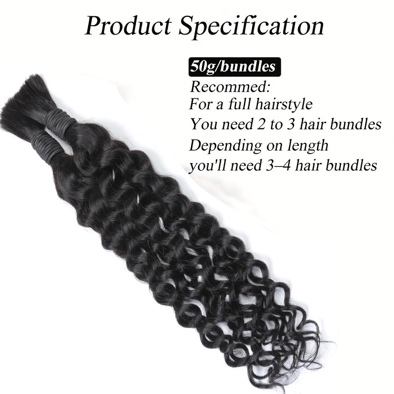 ผมแท้ลอนคลื่นสไตล์โบโฮ สำหรับถ - Water Wave Bulk Human Hair For Braiding บทวิจารณ์และราคา