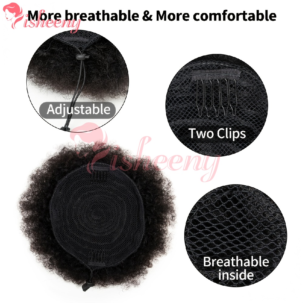 Isheeny หางม้าทรง Afro Puff แบ - Drawstring Afro Curly Puff Ponytail บทวิจารณ์และราคา